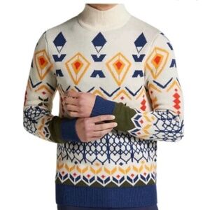 Paisley&Gray Men’s Knit Sweater Fair Isle Native pattern Colorful Snowboard XL